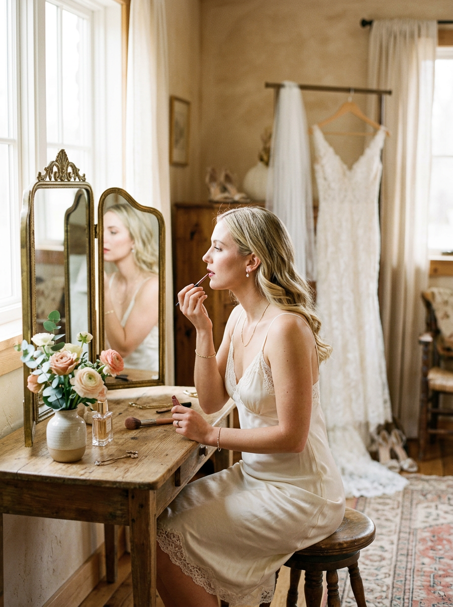 A bride getting ready